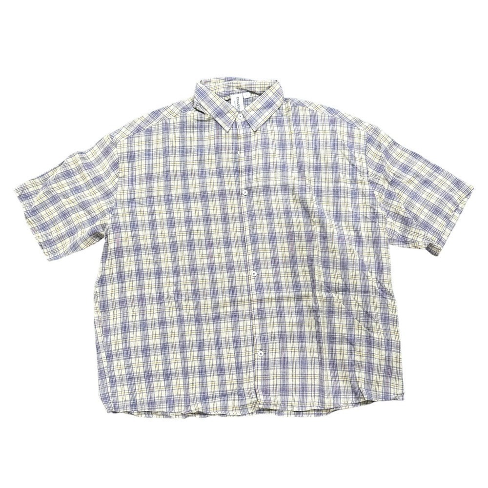 Collusion Relaxed Short Sleeve Plaid Shirt in Washed Lilac, Size XL​​​​​